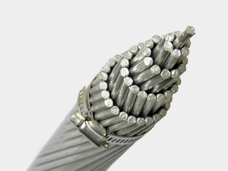 Close-up end view of AAC all aluminum stranded overhead transmission conductor complying with IEC 61089 standard