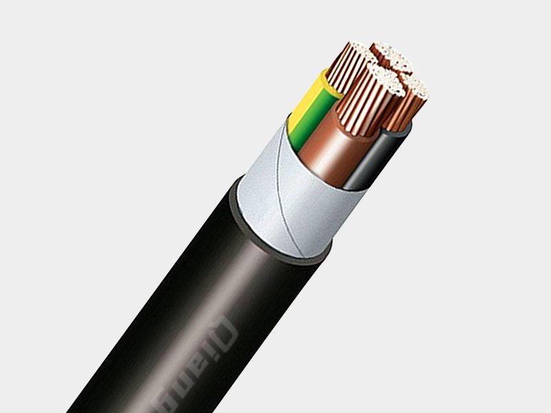 CYKY power cable cross section structure, copper conductor with PVC insulation and outer sheath, industrial buried electrical wire