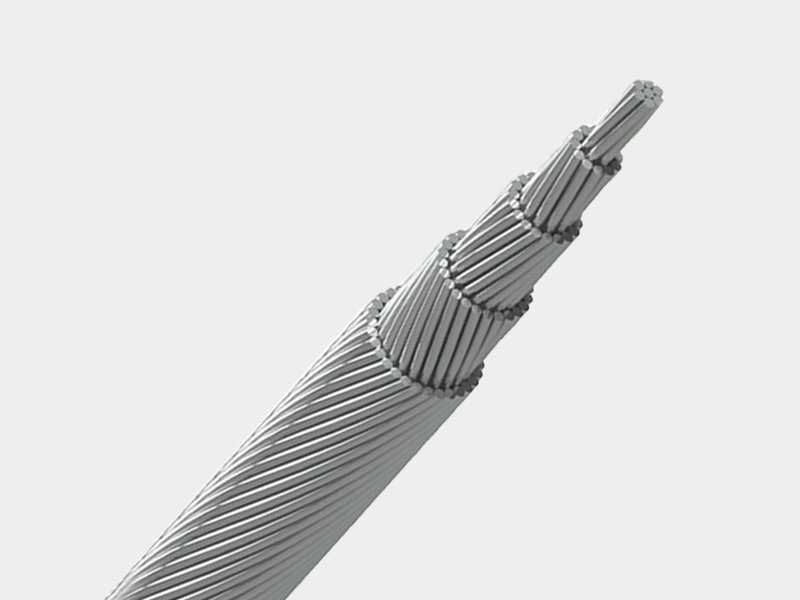 Strand end view of AAC all aluminum conductor manufactured to ASTM B231 standard