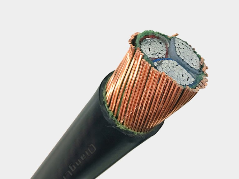 Close‑up cross‑section of AS NZS 4961 aluminium neutral screen underground power cable compliant with New‑Zealand standard