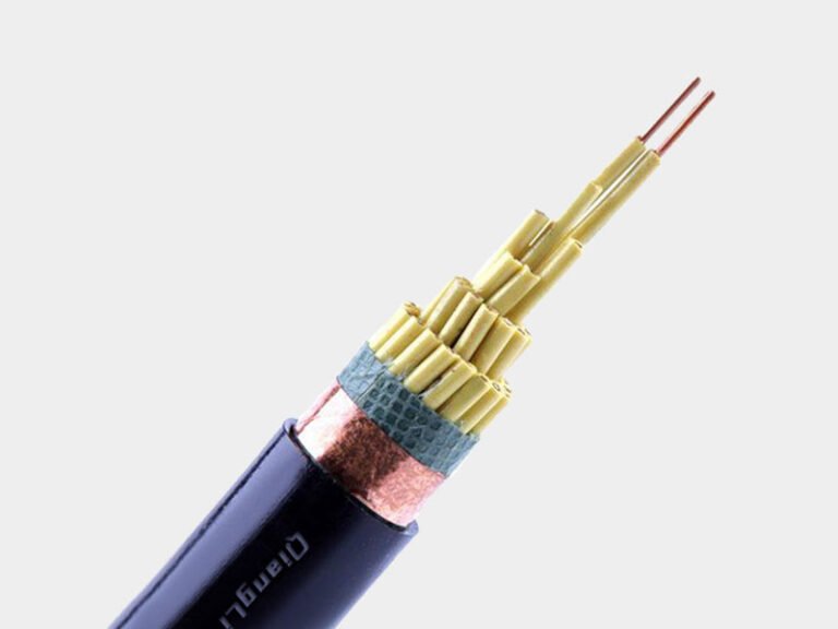 Close‑up cross‑section of CVVS copper tape shielded control cable, showing copper shielding layer for anti‑interference signal control