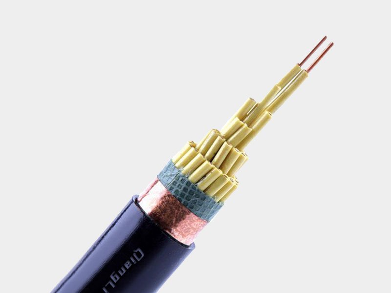 Close‑up cross‑section of CVVS copper tape shielded control cable, showing copper shielding layer for anti‑interference signal control