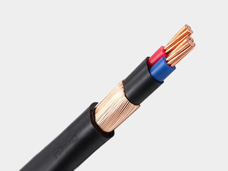Cutaway sample of IEC standard copper flat concentric power cable, single‑phase underground distribution cable
