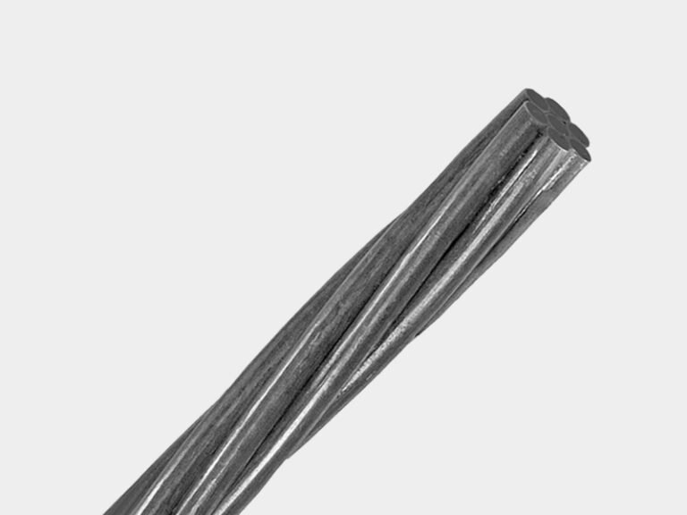 End close-up view of stranded GSW galvanized steel wire conductor meeting IEC 61089 requirements