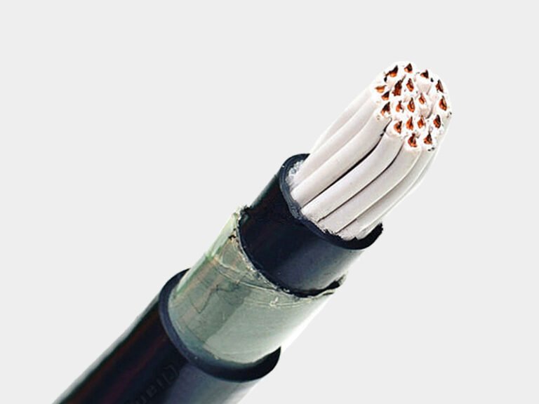 Cutaway view of KVV22 PVC insulated steel tape armoured copper control cable showing internal layer structure