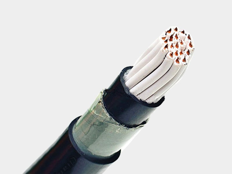 Cutaway view of KVV22 PVC insulated steel tape armoured copper control cable showing internal layer structure