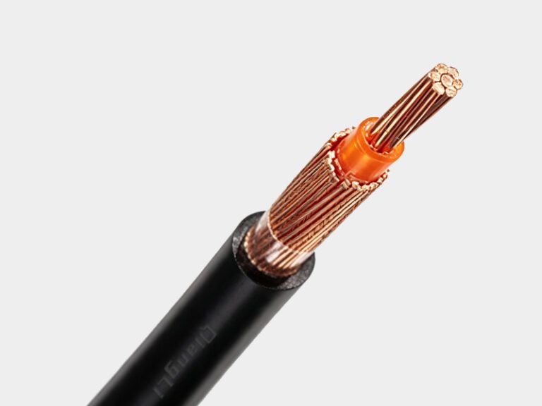 Close‑up end view of PVC insulated single‑phase concentric copper cable complying with KS 04‑1022 specification