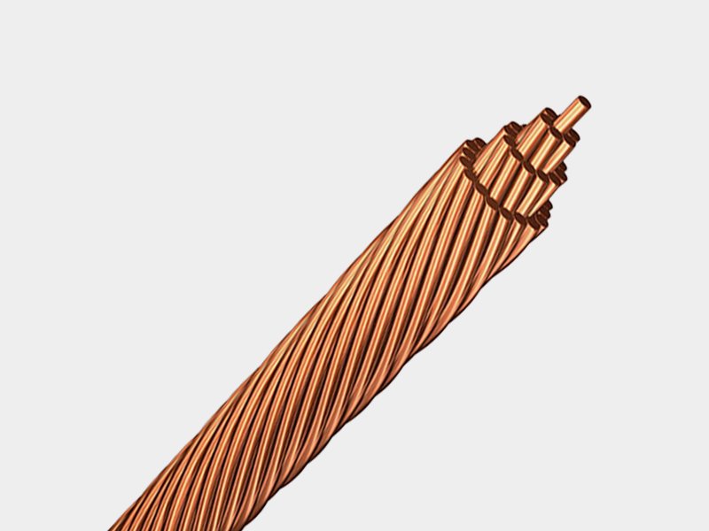 Stranded soft drawn bare copper conductor, flexible naked stranded copper wire for grounding, lightning protection and substation connection